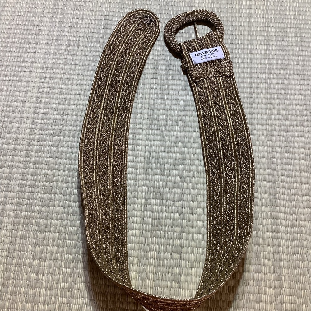 Collezione New York Gold Braided Belt Woven Metallic Belt with Round Buckle - Picture 7 of 7